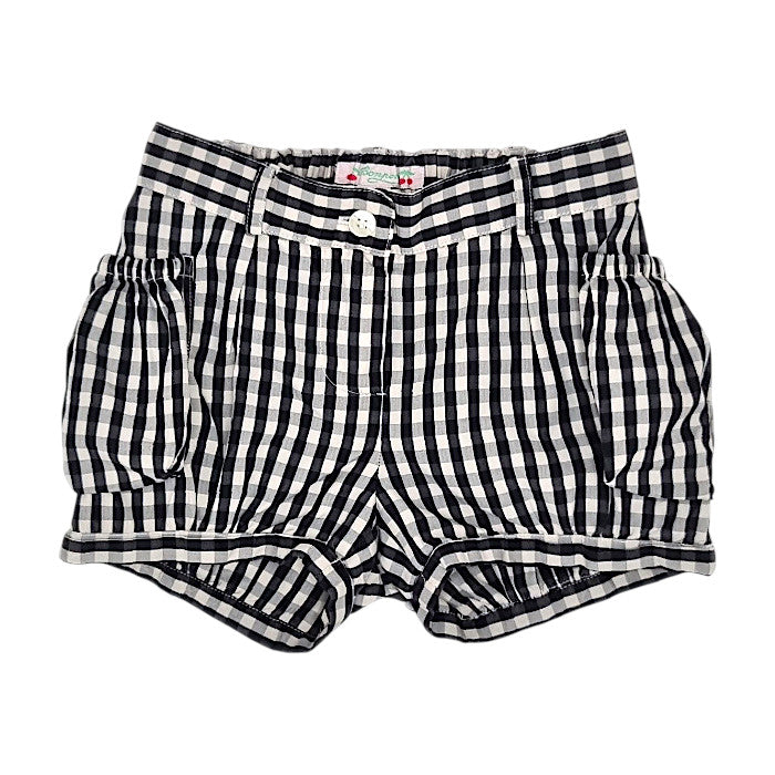 Short bébé fille Bonpoint, écru/noir en vichy, taille 3 mois, seconde main haut de gamme, vue de face