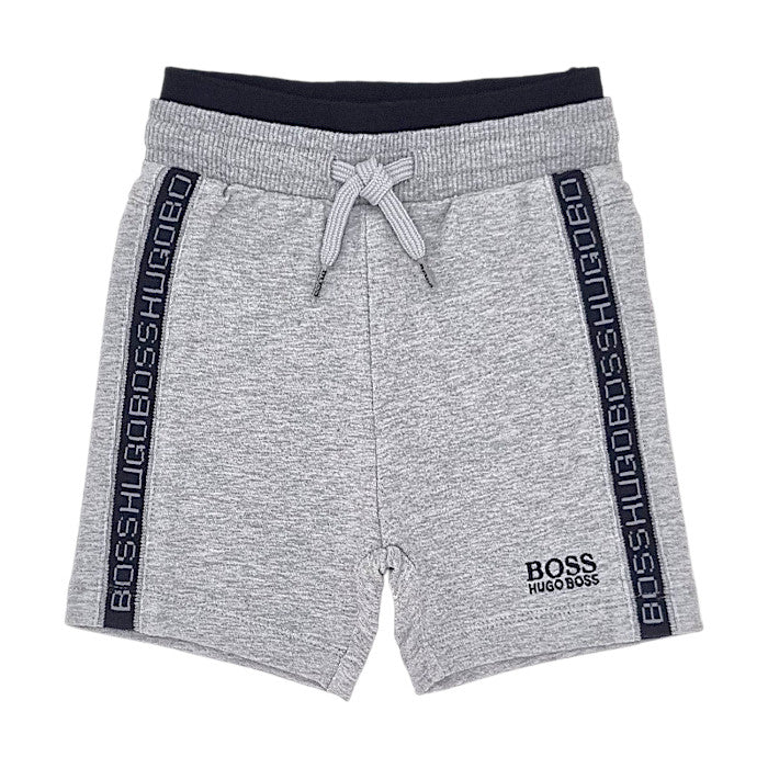 Short bébé garçon Boss, gris à bandes latérales, taille 6 mois, seconde main haut de gamme, vue de face