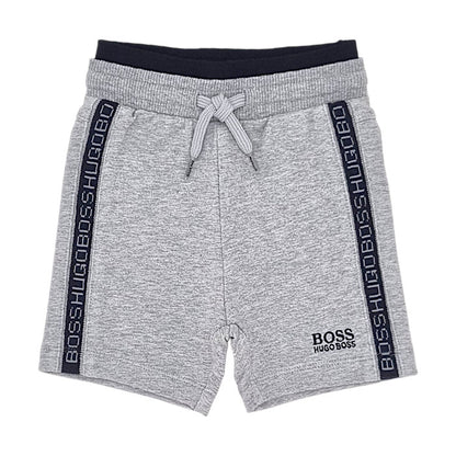 Short bébé garçon Boss, gris à bandes latérales, taille 6 mois, seconde main haut de gamme, vue de face