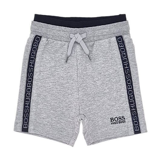 Short bébé garçon Boss, gris à bandes latérales, taille 6 mois, seconde main haut de gamme, vue de face