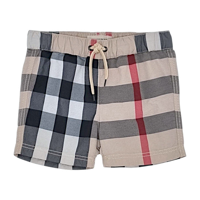 Short de bain bébé garçon Burberry, beige , taille 6 mois, seconde main luxe, vue de face