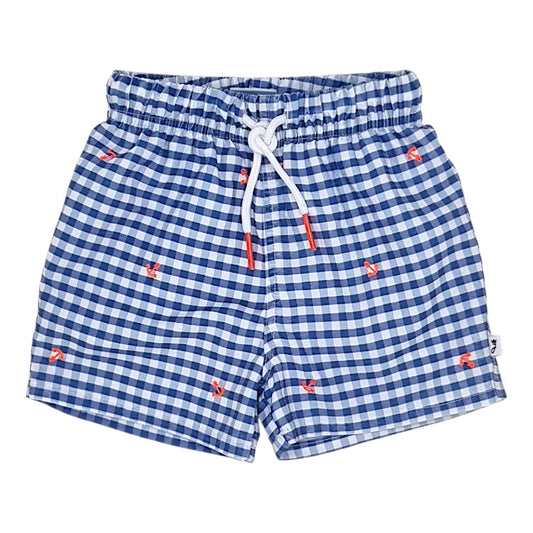 Short de bain bébé garçon Jacadi, bleu/blanc en vichy, taille 12 mois, seconde main haut de gamme, vue de face