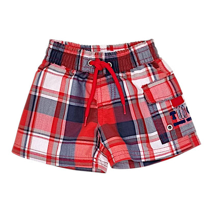Short de bain bébé garçon Tartine et Chocolat, rouge/bleu à carreaux, taille 3 mois, seconde main haut de gamme, vue de face