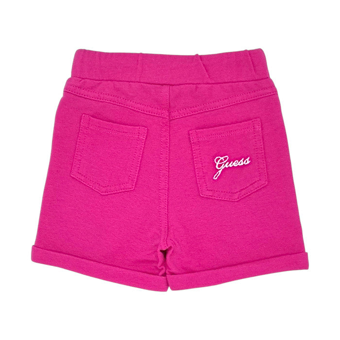 Short bébé rose à poches Guess, vue de dos, fille 6-9 mois