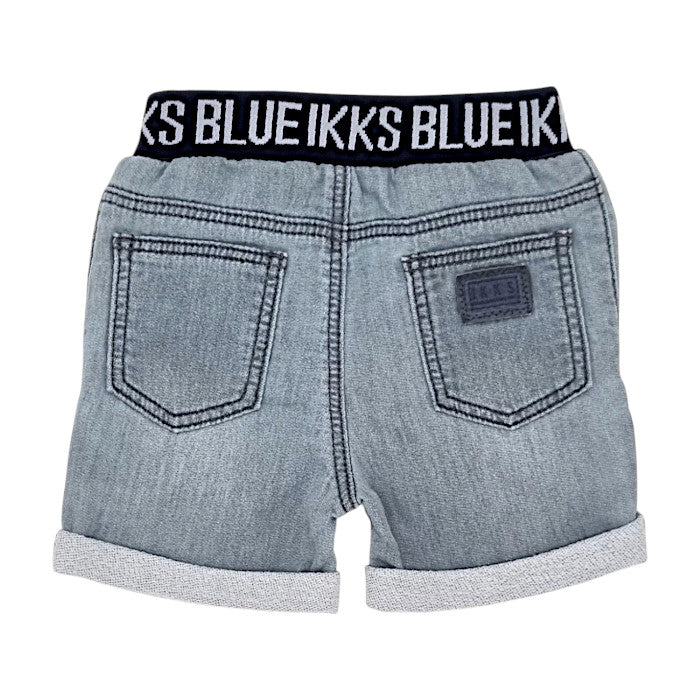 Short bébé gris à revers IKKS, vue de dos, garçon 6 mois