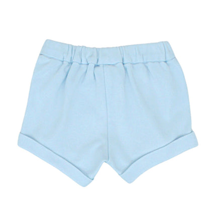 Short bébé bleu ciel en coton Jacadi, vue de dos, garçon 1 mois