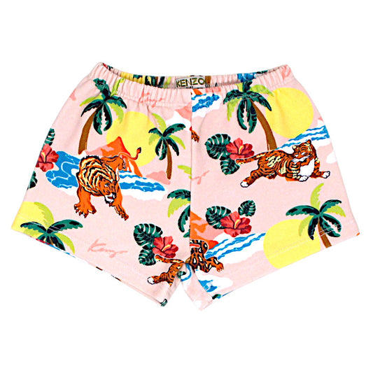 Short bébé fille Kenzo Kids, rose motif tropical, taille 18 mois, seconde main luxe, vue de face