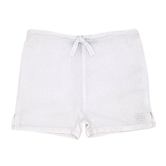 Short blanc coton et lin, Marcel et Léon, bébé garçon 3 mois, vue de face, vêtement seconde main en excellent état