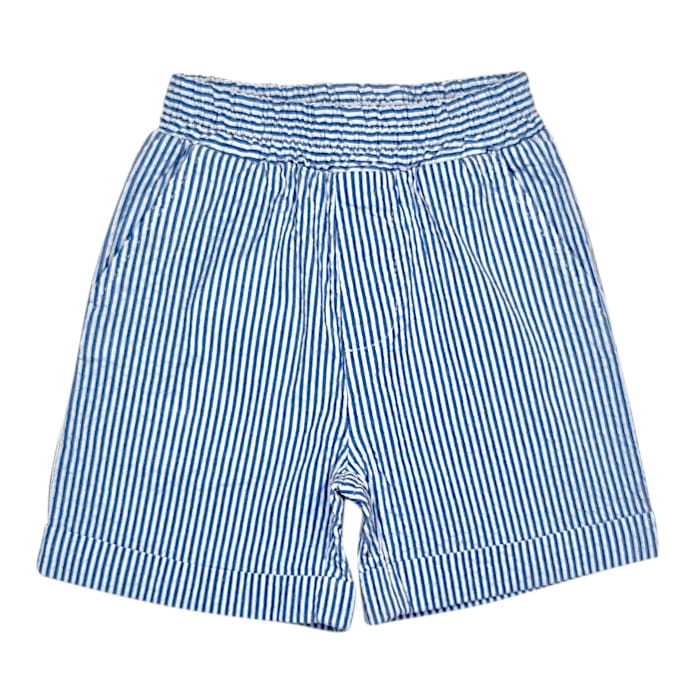 Short 12 mois Monnalisa bleu rayé - Vêtement bébé garçon chic