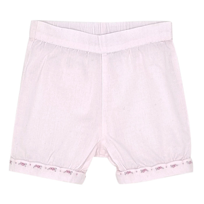 Short bébé fille Tartine et Chocolat, rose fleurs brodées, taille 6 mois, seconde main haut de gamme, vue de face