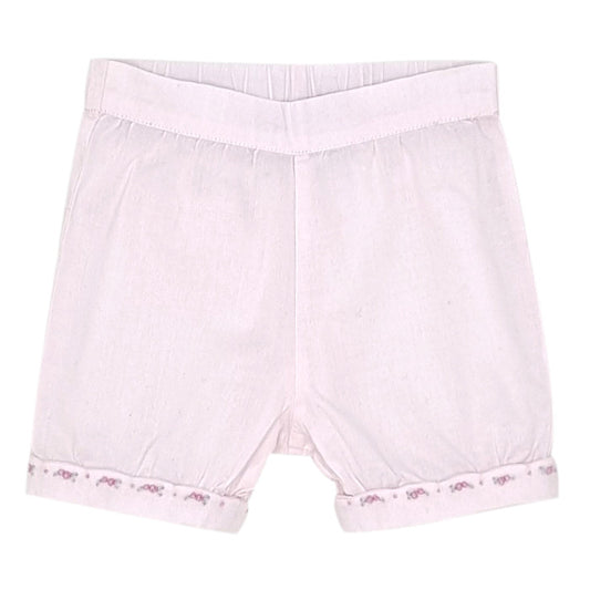 Short bébé fille Tartine et Chocolat, rose fleurs brodées, taille 6 mois, seconde main haut de gamme, vue de face