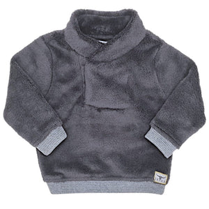 Sweat bébé garçon gris en fausse fourrure, taille 12 mois, marque Ikks - seconde main premium