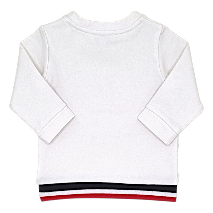 Sweat bébé blanc en molleton Jacadi, vue de dos, garçon 6 mois