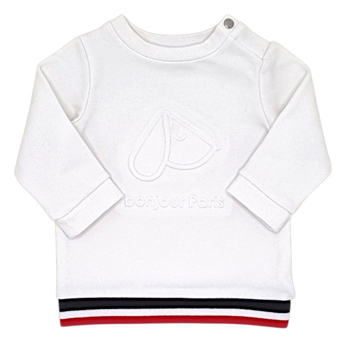 Sweat bébé garçon Jacadi, blanc en molleton, taille 6 mois, seconde main haut de gamme, vue de face