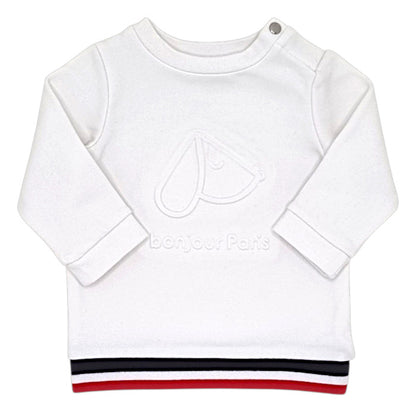 Sweat bébé garçon Jacadi, blanc en molleton, taille 6 mois, seconde main haut de gamme, vue de face