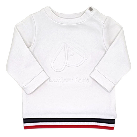 Sweat bébé garçon Jacadi, blanc en molleton, taille 6 mois, seconde main haut de gamme, vue de face