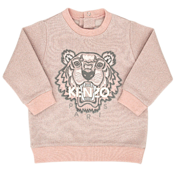 Sweat bébé fille rose tigre brodé, taille 6 mois, marque Kenzo - seconde main luxe
