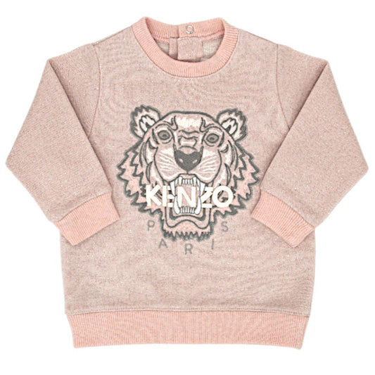 Sweat bébé fille rose tigre brodé, taille 6 mois, marque Kenzo - seconde main luxe