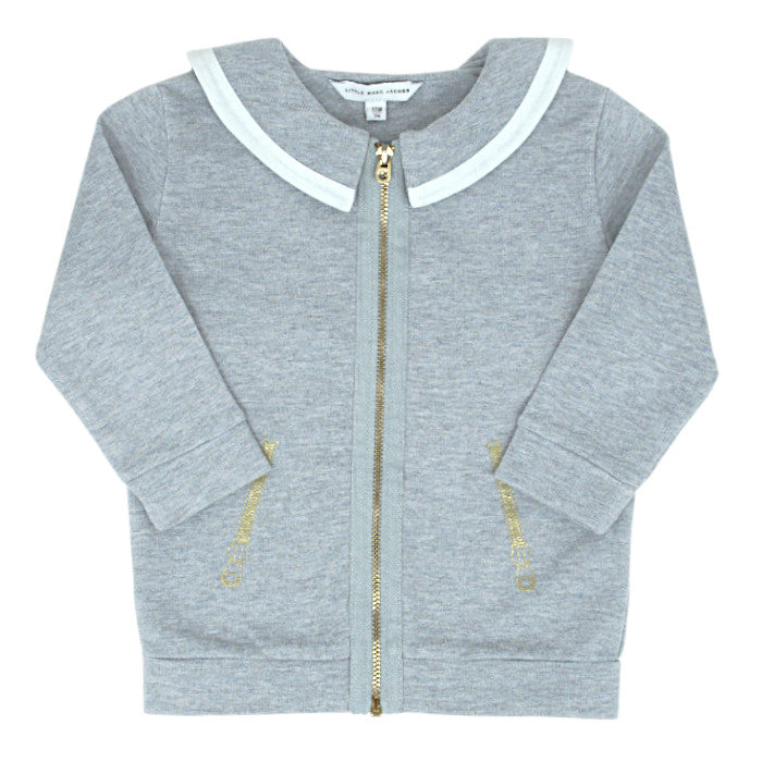 Sweat bébé fille gris zippé à col, taille 12 mois, marque Marc Jacobs - seconde main luxe