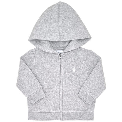 Sweat bébé garçon Ralph Lauren, gris à capuche, taille 9 mois, seconde main luxe, vue de face
