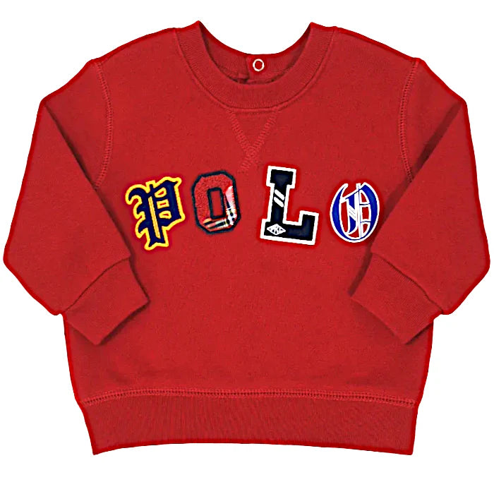Sweat bébé garçon rouge en molleton, taille 9 mois, marque Ralph Lauren - seconde main luxe