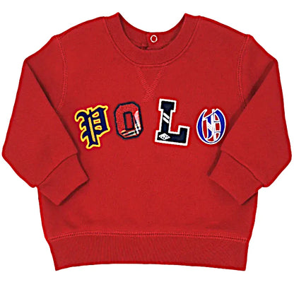 Sweat bébé garçon rouge en molleton, taille 9 mois, marque Ralph Lauren - seconde main luxe