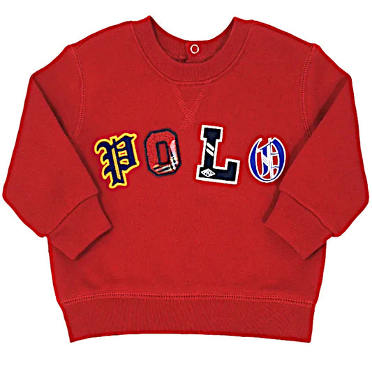 Sweat bébé garçon rouge en molleton, taille 9 mois, marque Ralph Lauren - seconde main luxe