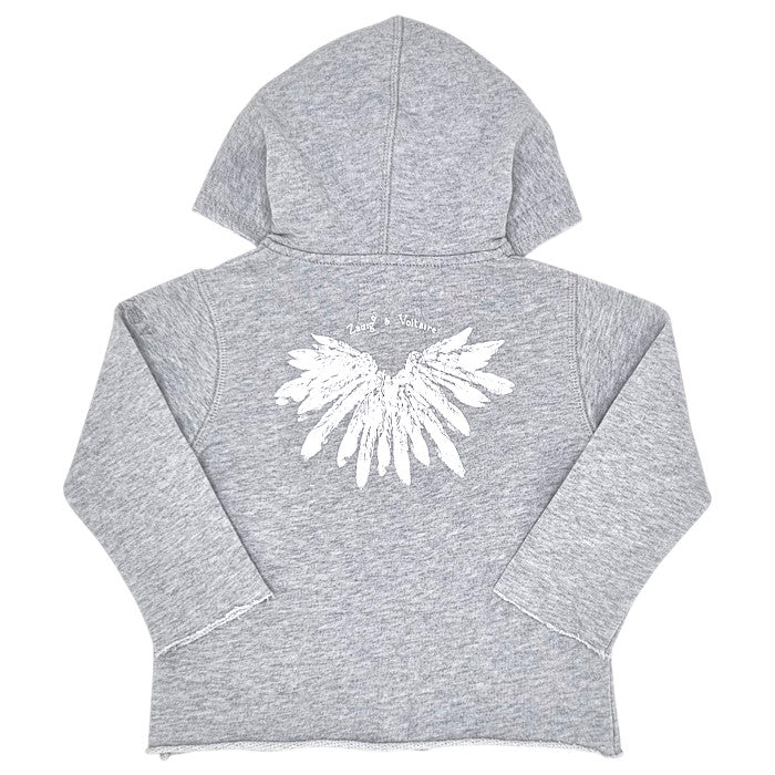 Sweat bébé gris chiné zippé à capuche Zadig&Voltaire, vue de dos, mixte 18 mois