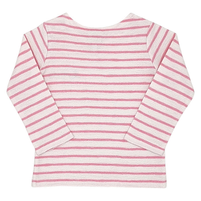 T-shirt bébé écru/rose à rayures Bonton, vue de dos, fille 18 mois