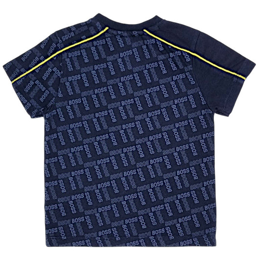 T-shirt bébé bleu marine imprimé logo Boss, vue de dos, garçon 12 mois