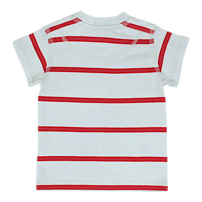 T-shirt bébé gris/rouge à rayures Burberry, vue de dos, garçon 3 mois