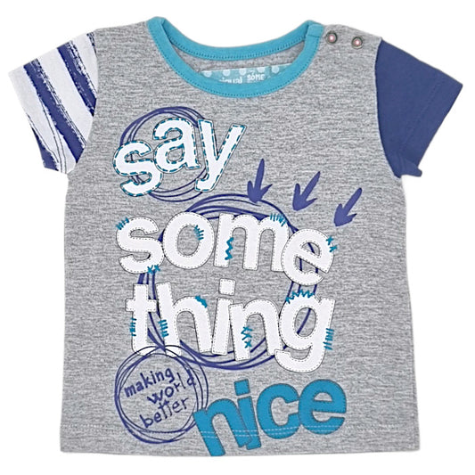 T-shirt bébé garçon Desigual, gris message imprimé, taille 3 mois, seconde main premium, vue de face