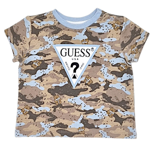 T-shirt bébé garçon Guess Baby, marron motif camouflage, taille 6-9 mois, seconde main premium, vue de face