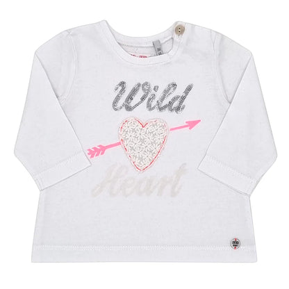 T-shirt bébé fille blanc motif cœur, taille 3 mois, marque IKKS - seconde main premium