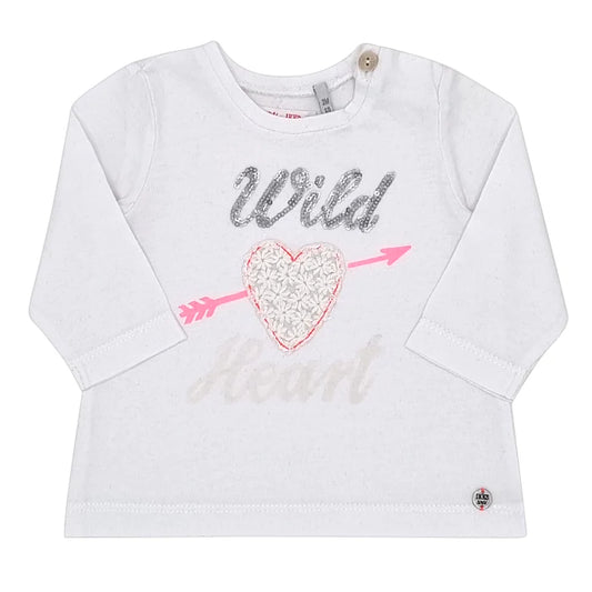 T-shirt bébé fille blanc motif cœur, taille 3 mois, marque IKKS - seconde main premium