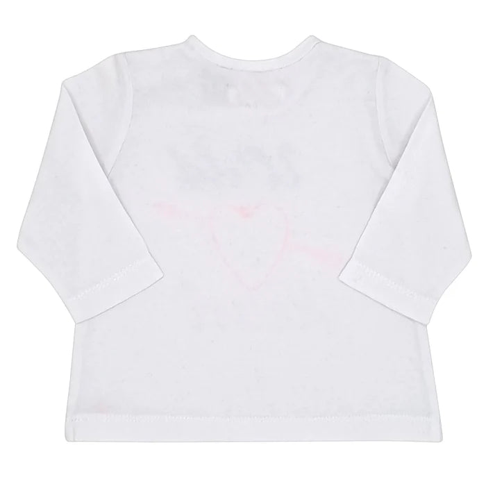 T-shirt bébé fille IKKS 3 mois, blanc, coupe évasée avec des manches longues