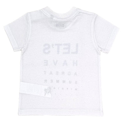 T-shirt bébé blanc message imprimé IKKS, vue de dos, garçon 3 mois