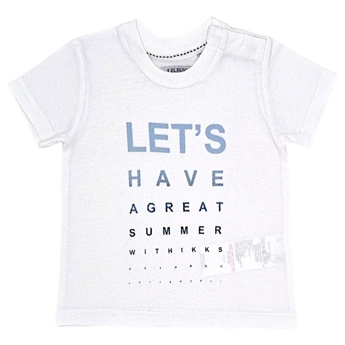 T-shirt bébé garçon IKKS Junior, blanc message imprimé, taille 3 mois, seconde main premium, vue de face