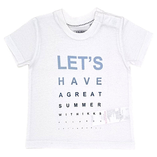 T-shirt bébé garçon IKKS Junior, blanc message imprimé, taille 3 mois, seconde main premium, vue de face