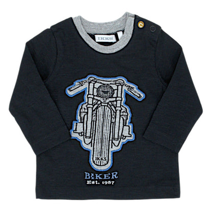 T-shirt bébé garçon noir motif moto, taille 3 mois, marque IKKS - seconde main premium
