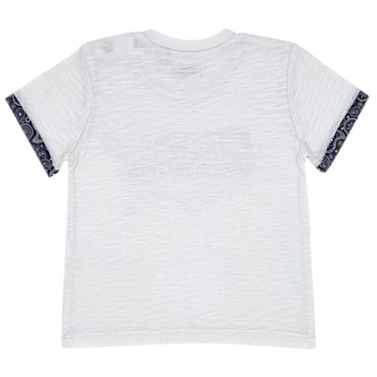 T-shirt bébé blanc motif usa IKKS, vue de dos, garçon 6 mois