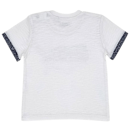 T-shirt bébé blanc motif usa IKKS, vue de dos, garçon 6 mois