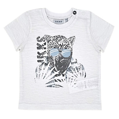 T-shirt bébé garçon IKKS Junior, blanc manches courtes, taille 6 mois, seconde main premium, vue de face