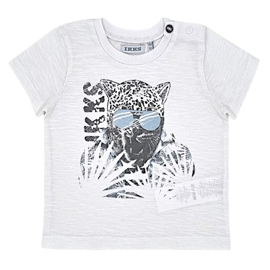 T-shirt bébé garçon IKKS Junior, blanc manches courtes, taille 6 mois, seconde main premium, vue de face