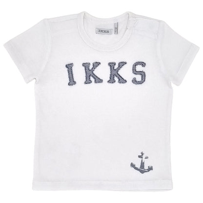 T-shirt bébé garçon IKKS Junior, blanc esprit marin, taille 6 mois, seconde main premium, vue de face