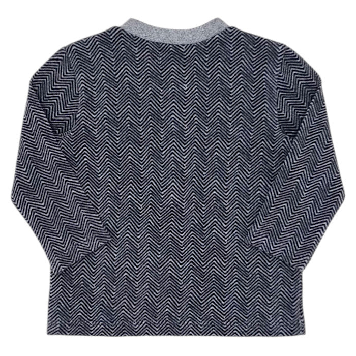T-shirt bébé gris motif chevrons IKKS, vue de dos, garçon 6 mois