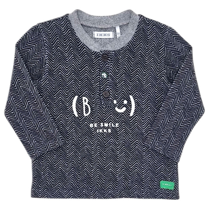 T-shirt bébé garçon IKKS Junior, gris motif chevrons, taille 6 mois, seconde main premium, vue de face
