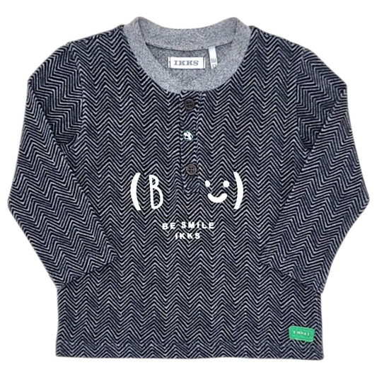 T-shirt bébé garçon IKKS Junior, gris motif chevrons, taille 6 mois, seconde main premium, vue de face
