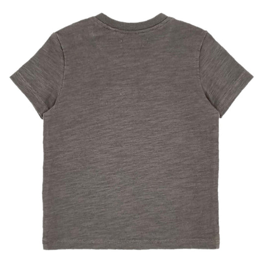 T-shirt bébé kaki message imprimé IKKS, vue de dos, garçon 6 mois