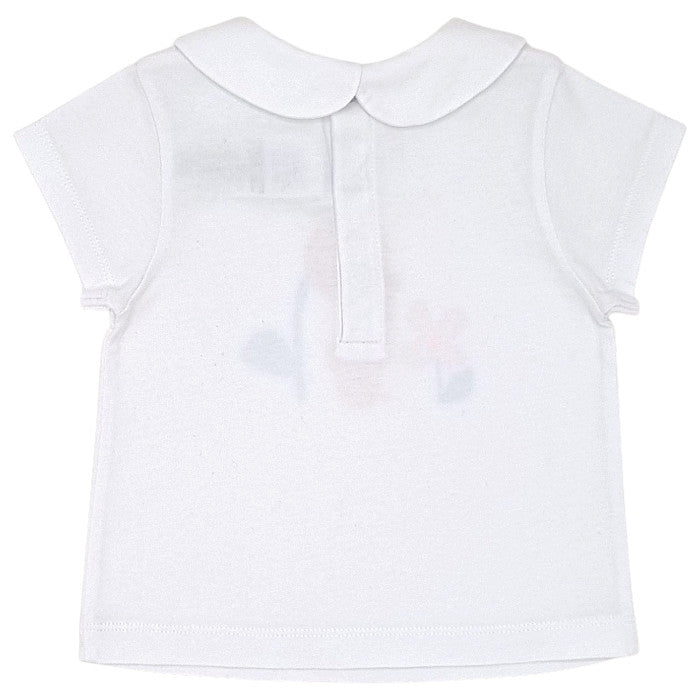 T-shirt bébé blanc col Claudine Jacadi, vue de dos, fille 18 mois